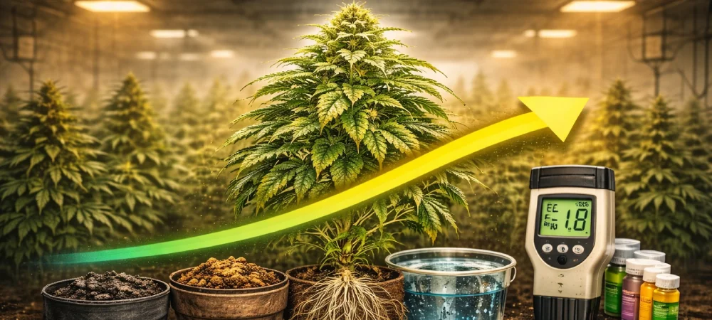 control del ec en floración mostrando ajuste progresivo según la fase del cultivo y la respuesta de la planta